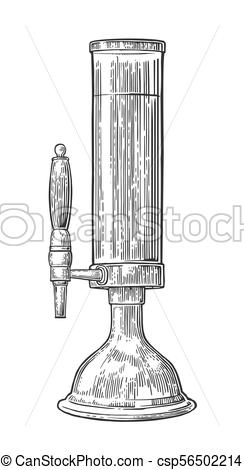 244x470 Beer Tower With Tap. Vintage Vector Engraving Illustration For Web - Beer Tap Sketch