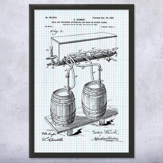 570x570 Framed Beer Tap System Art Print Gift Beer Patent Bartender Etsy - Beer Tap Sketch