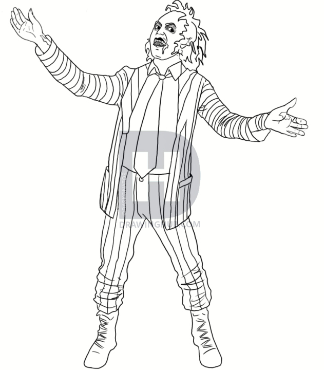 631x720 How To Draw Beetlejuice, Step By Step, Drawing Guide, By - Beetlejuice Sketch