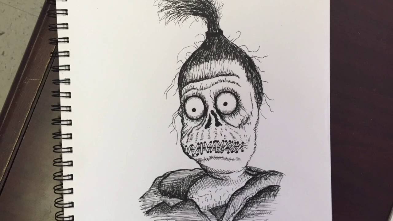 1280x720 Shrunken Head Drawing From Beetlejuice - Beetlejuice Sketch