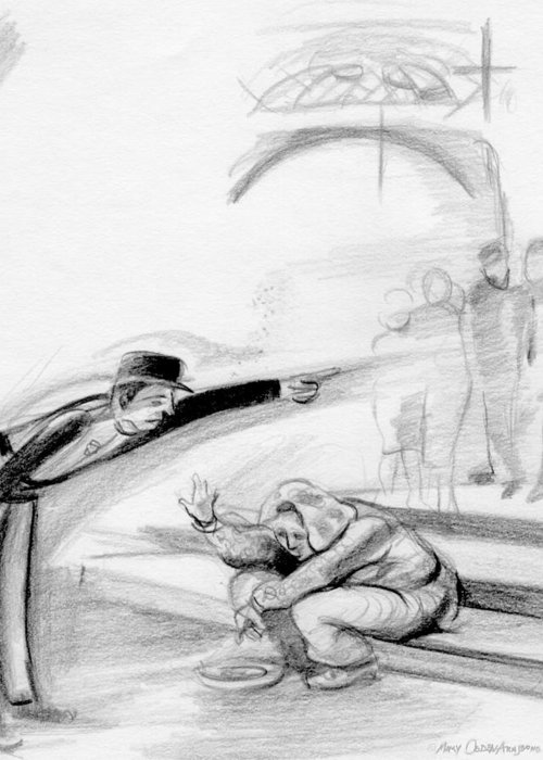 500x700 Beggar Greeting Card For Sale By Mary Armstrong - Beggar Sketch