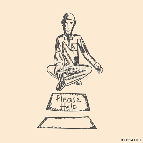 500x500 Muslim Beggar Ask For Money, Islam, Poor, Homeless, Sketch Stock - Beggar Sketch