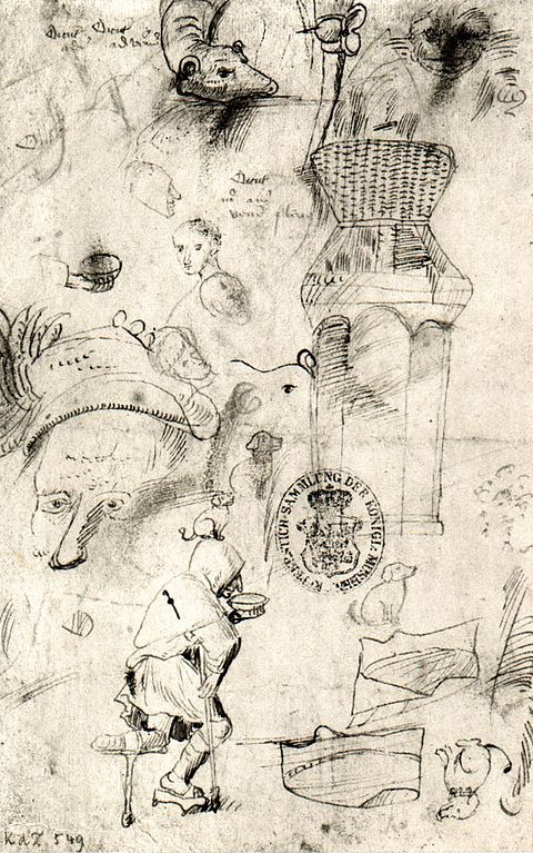 480x767 Various Sketches And A Beggar By Hieronymus Bosch - Beggar Sketch