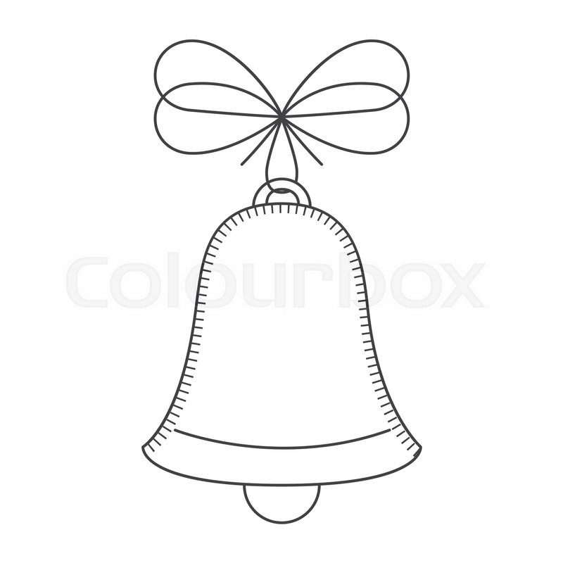 800x800 Christmas Bell Decoration With Ribbon. Sketch And Draw Design - Bell Sketch