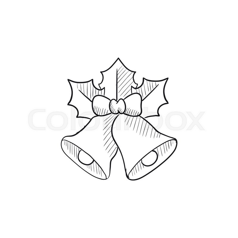800x800 Christmas Bells Vector Sketch Icon Isolated On Background. Hand - Bell Sketch