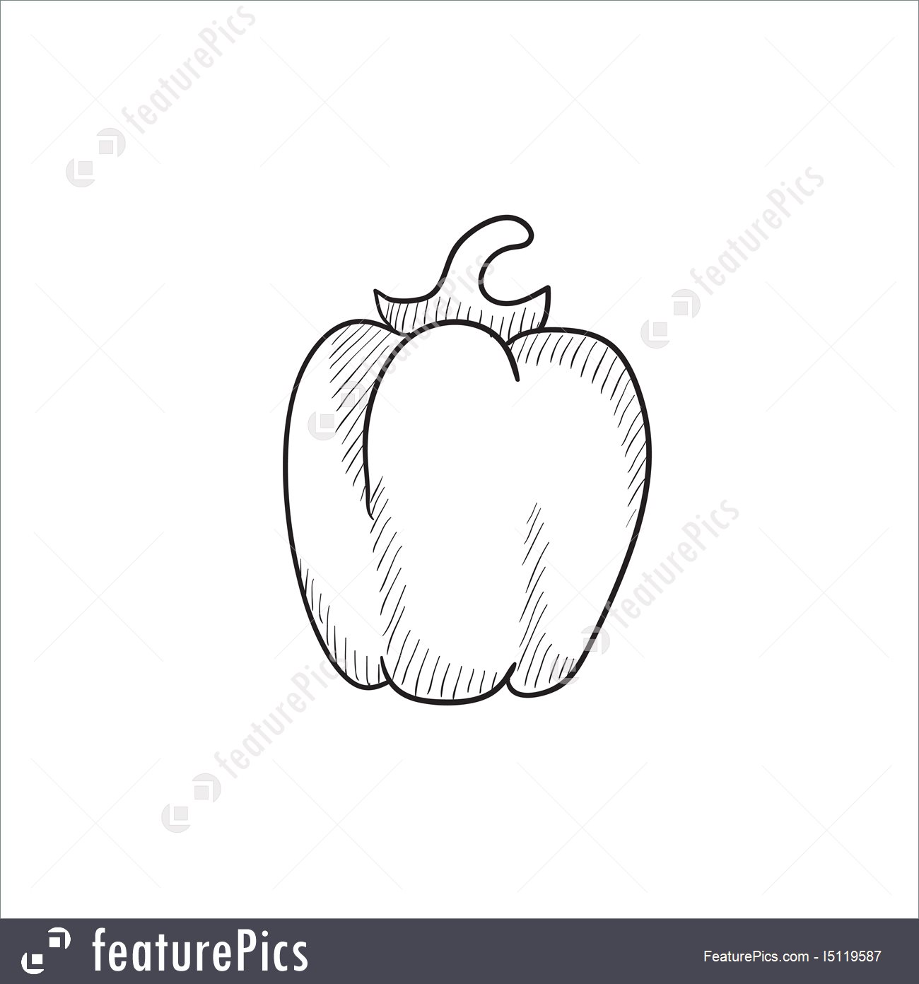1300x1392 Illustration Of Bell Pepper Sketch Icon. - Bell Sketch