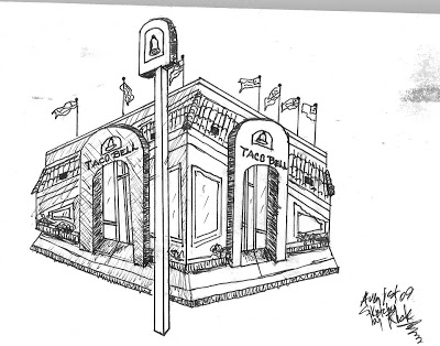 400x314 Chicago Urban Sketch Tours Taco Bell Chicago Aug 1st, 09 - Bell Sketch