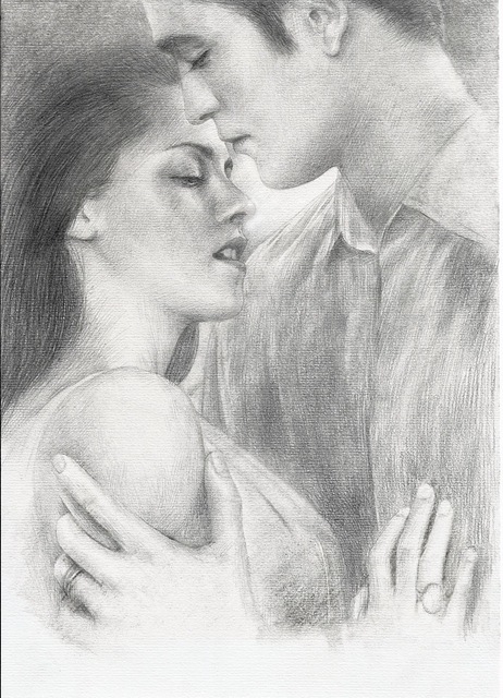 462x640 Pencil Sketch The Twilight Saga Dawn Bella And Edward In Painting - Bella Sketch