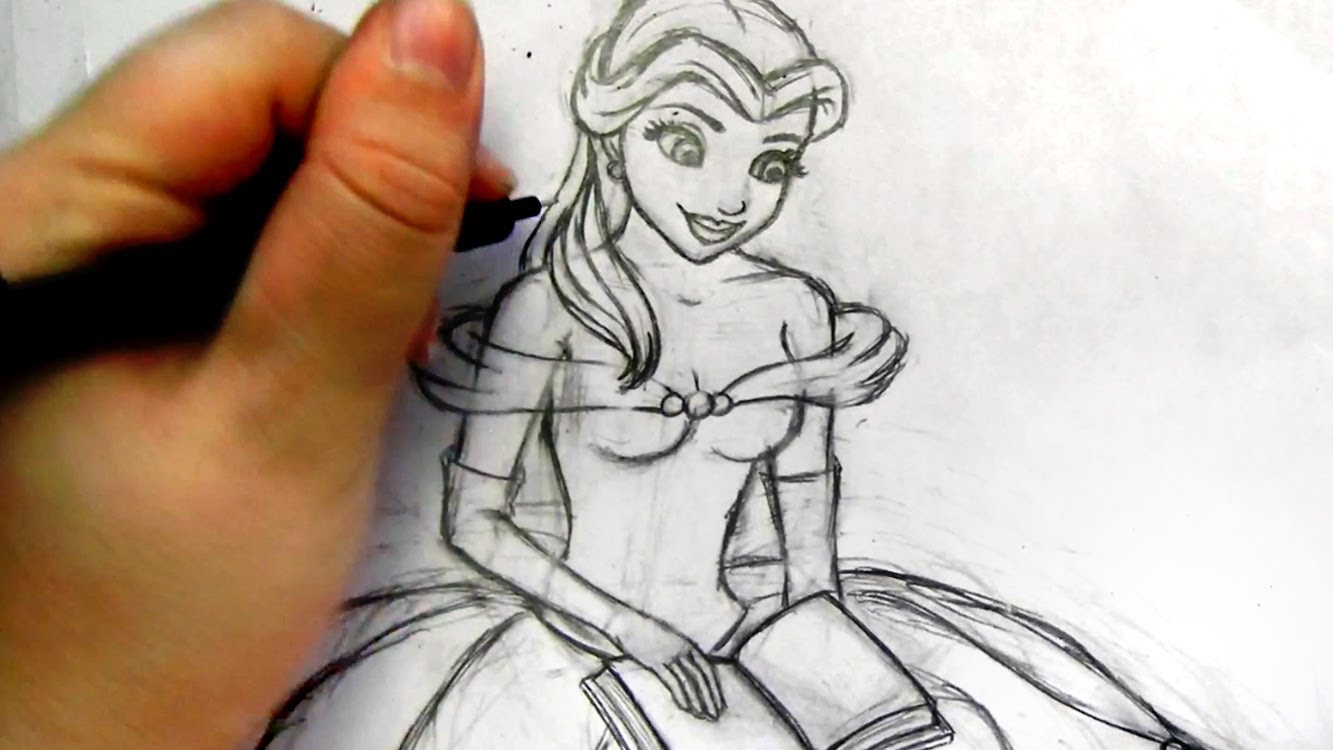 1333x750 Drawing Belle (Beauty And The Beast) - Belle Sketch
