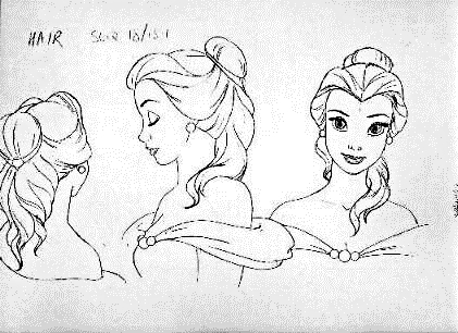421x306 Walt Disney Figuren Bilder Walt Disney Sketches - Belle Sketch Disney