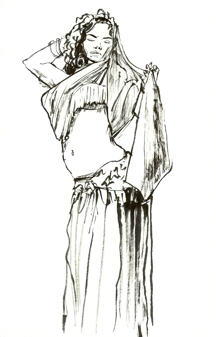 700x1093 Through Glasses The Drawing Club (222012) - Belly Dancer Sketch