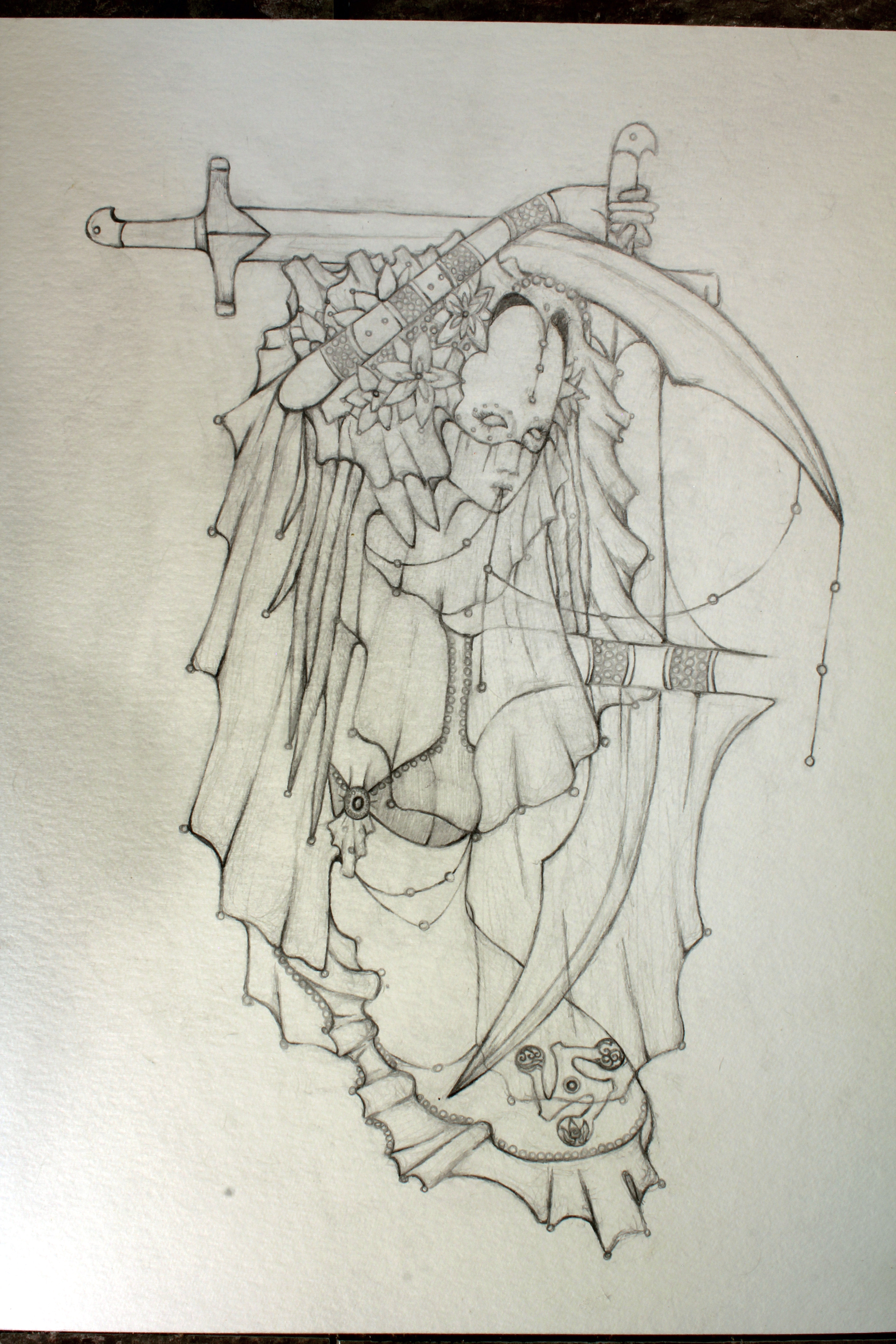 1728x2592 Tribal Bellydance Commission Drawing Majestic Thorns - Belly Dancer Sketch