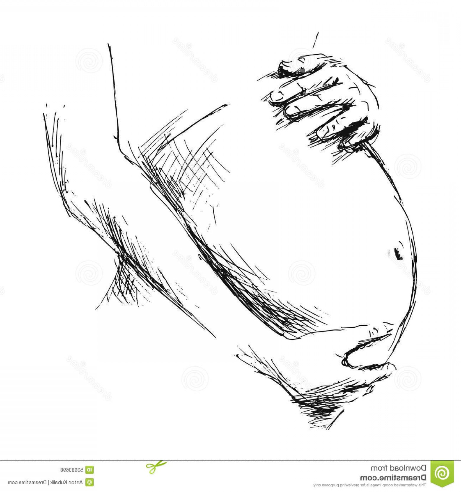 1560x1668 Stock Illustration Pregnant Belly Hand Sketch Vector Illustration - Belly Sketch