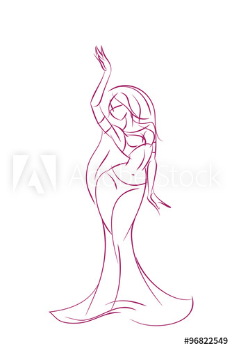 334x500 Belly Dancer Ink Sketch Gesture Drawing - Belly Sketch