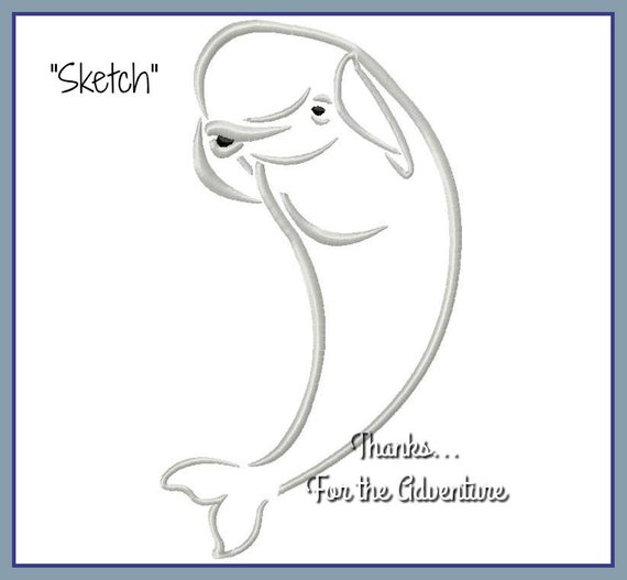 570x527 Finding Dory Bailey The Beluga Whale Digital Embroidery Etsy - Beluga Whale Sketch