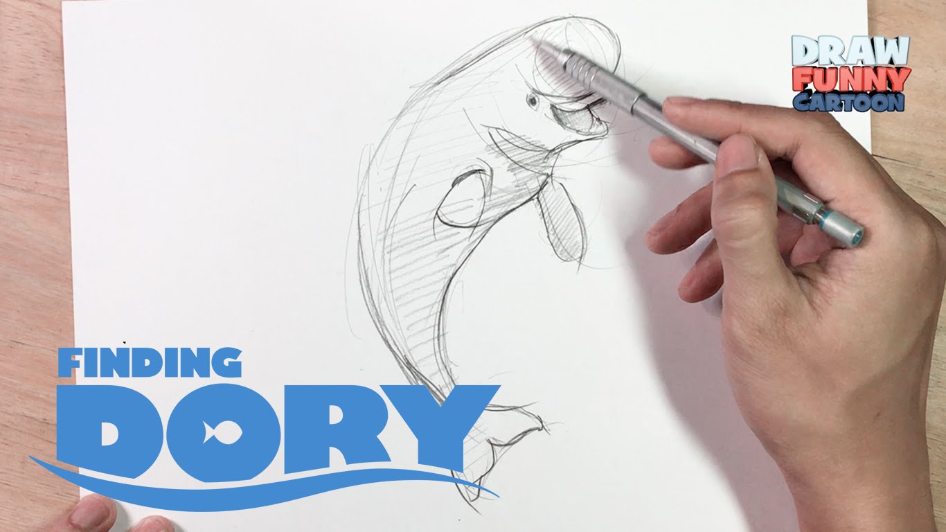 1366x768 How To Draw Bailey The Beluga Whale From The Finding Dory Movie - Beluga Whale Sketch