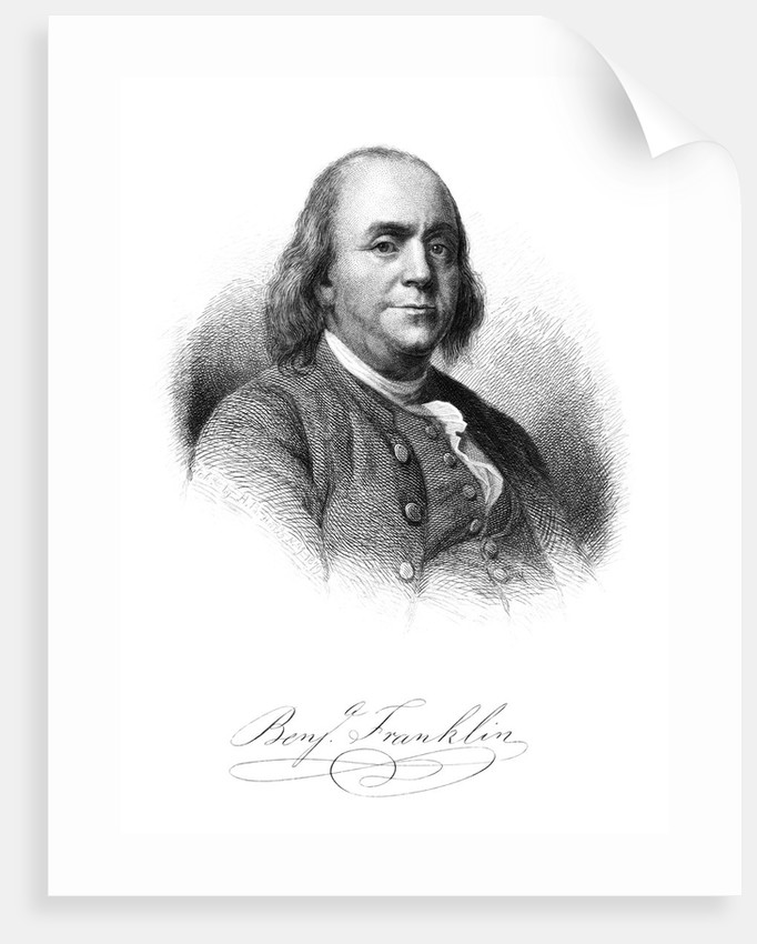 682x850 Vintage American History Print Of Benjamin Franklin. Posters - Ben Franklin Sketch