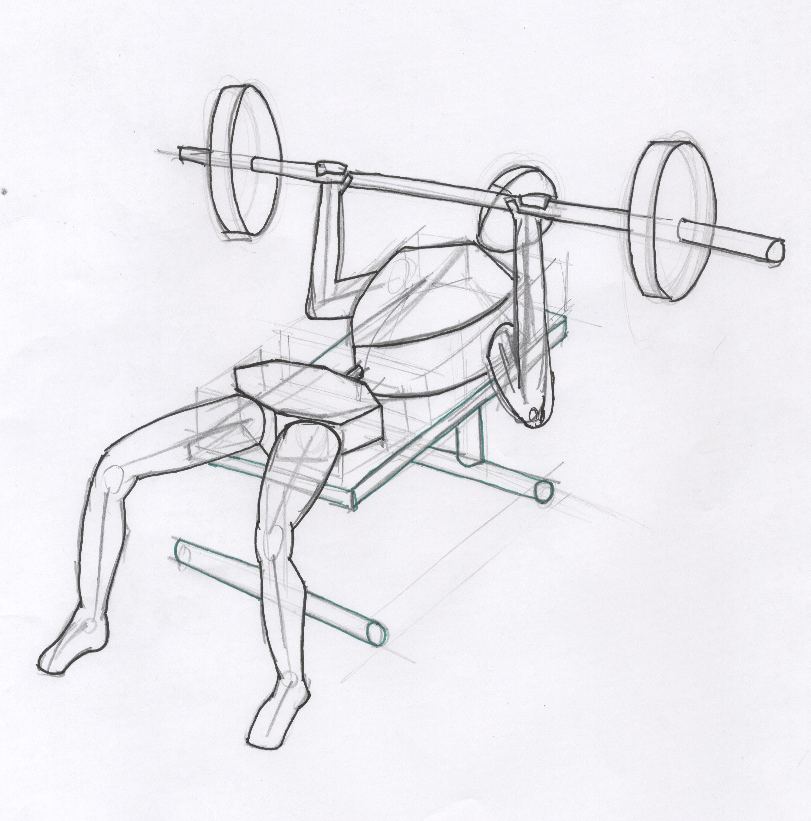 2641x2676 Hand And Figure Sketches Kyle Slyva - Bench Press Sketch