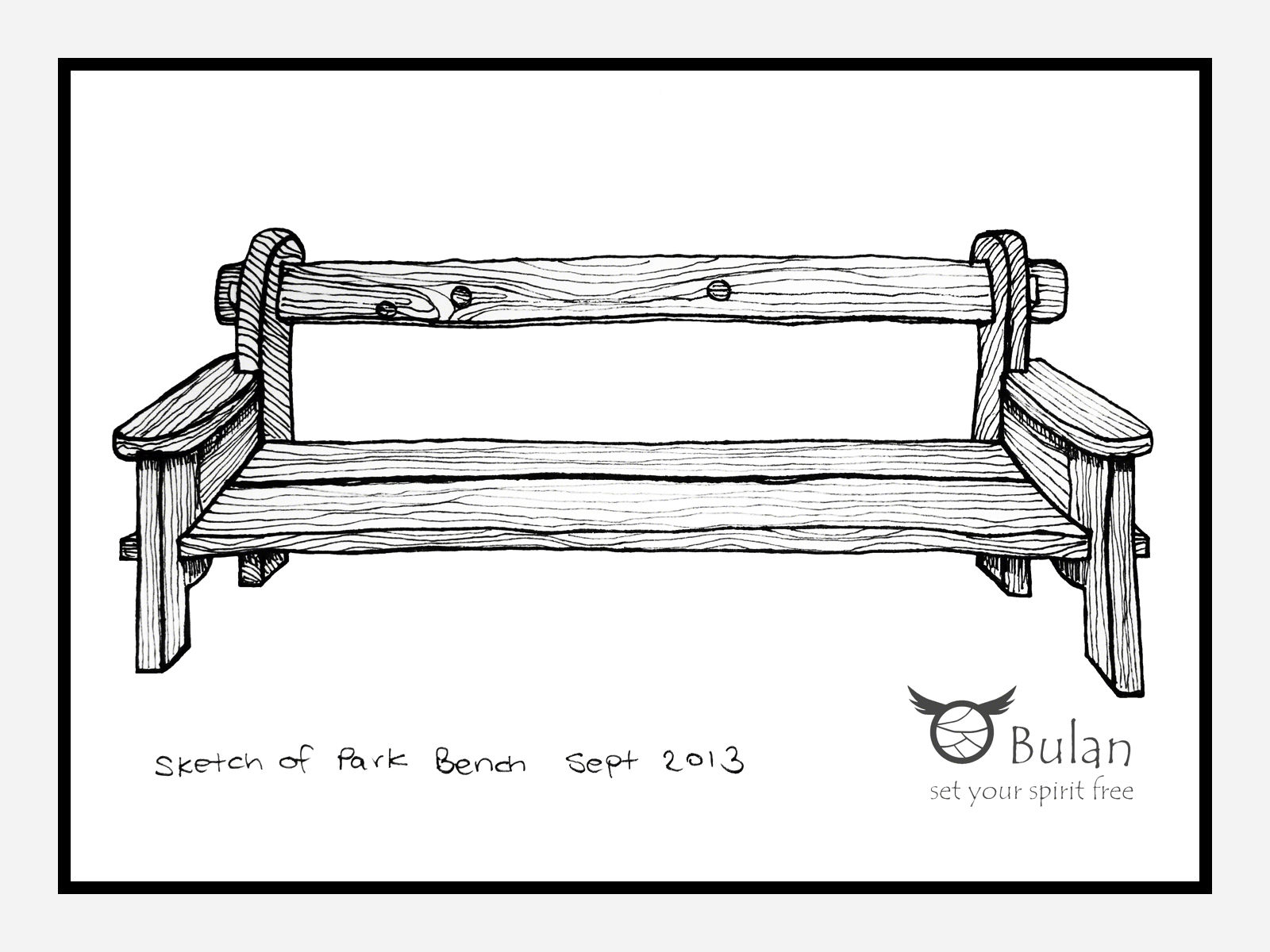1600x1200 Sketch Of The Day No 135 Park Bench - Bench Sketch