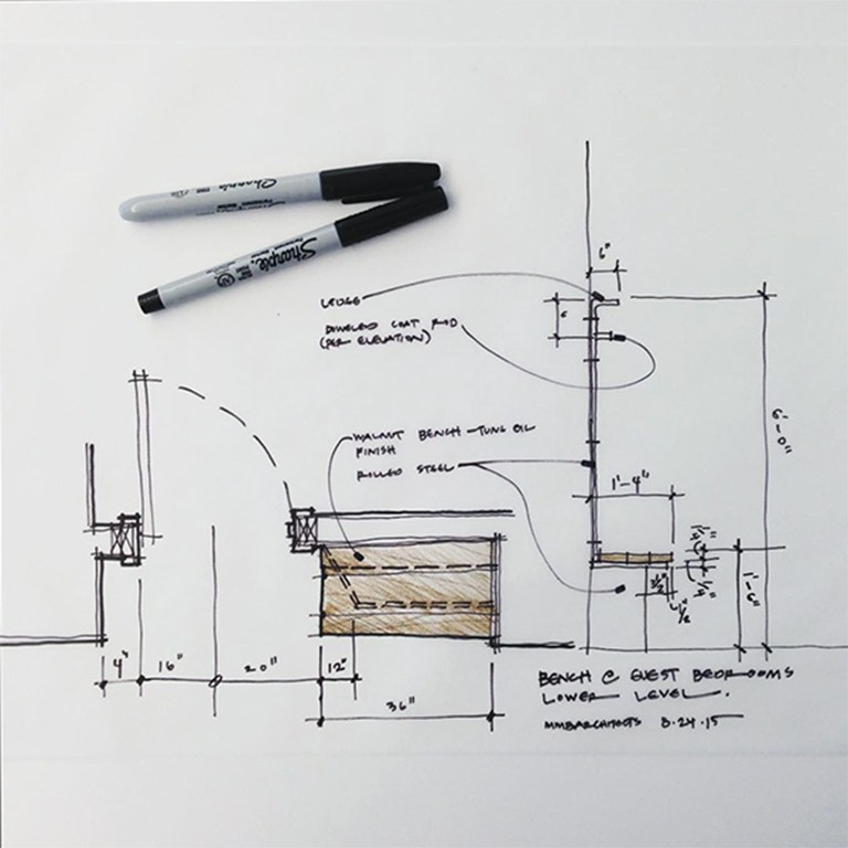 768x768 Cabin Detail - Bench Sketch