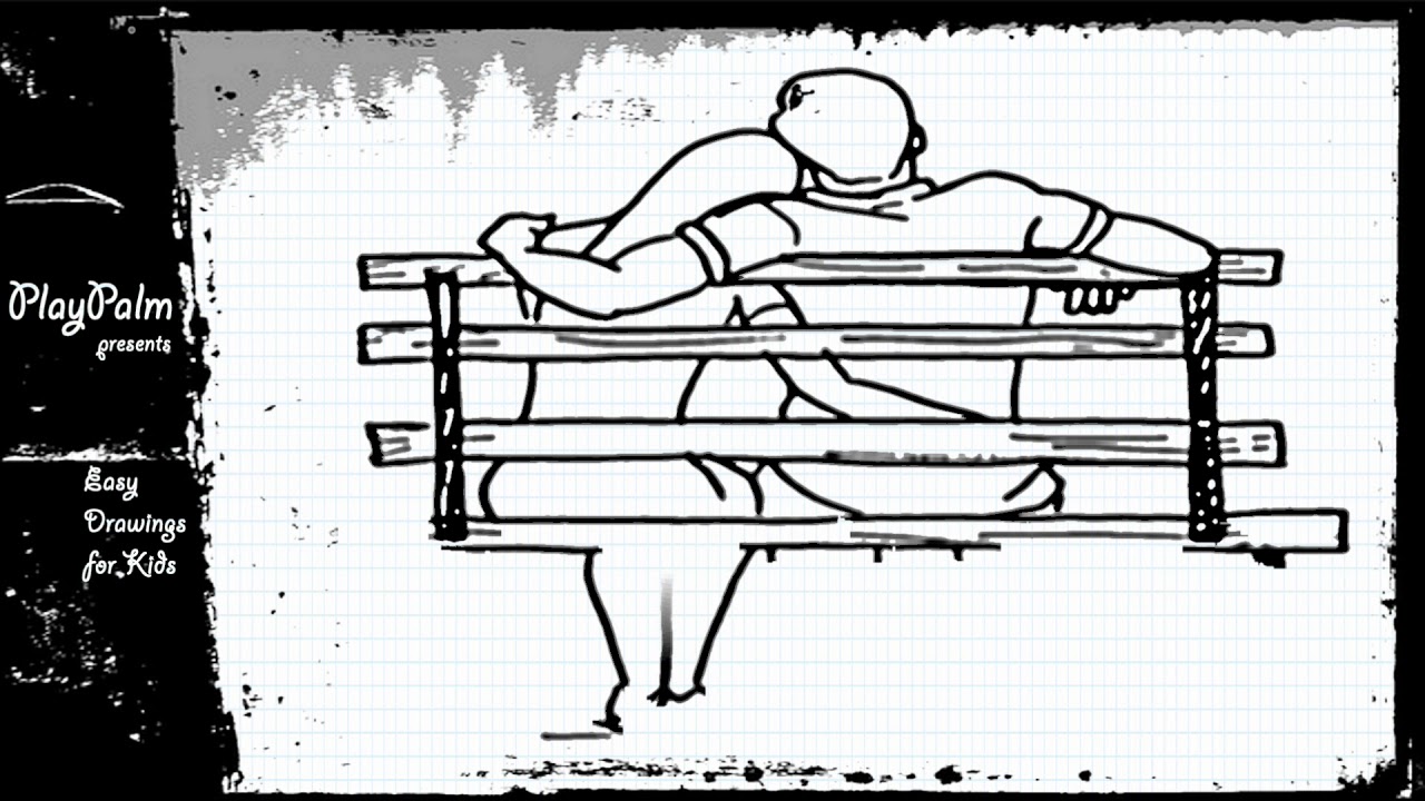 1280x720 Draw Couple On Bench - Bench Sketch