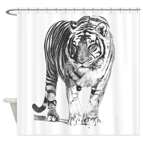 460x460 Tiger Sketch Shower Curtains - Bengal Tiger Sketch