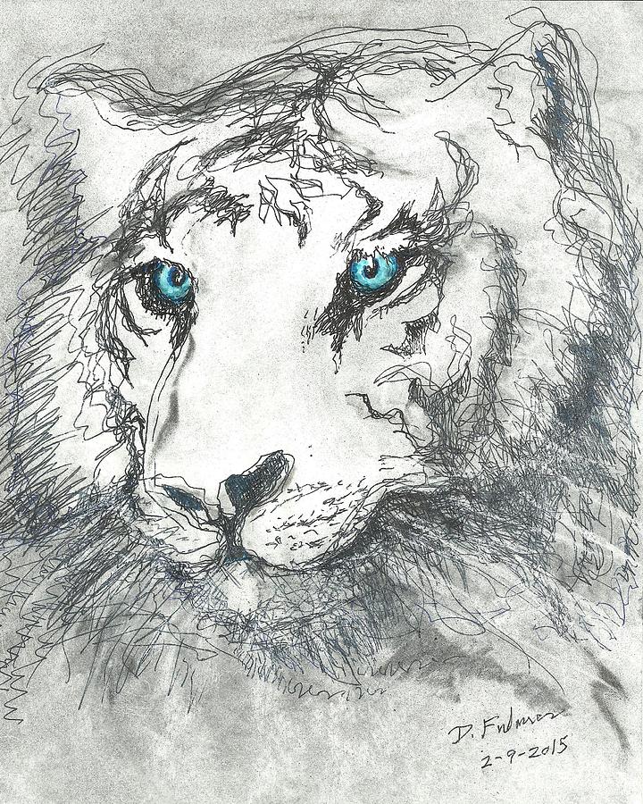 720x900 White Bengal Tiger Drawing By Denise Fulmer - Bengal Tiger Sketch