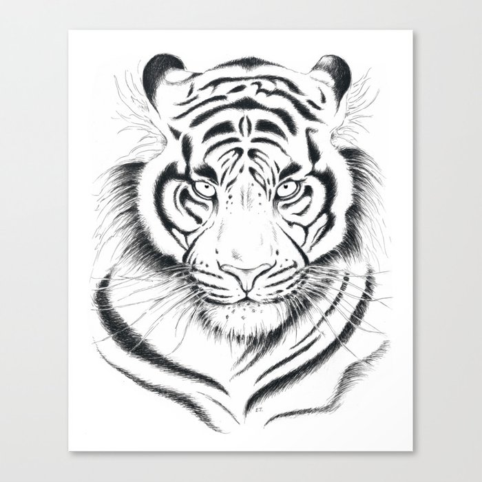 700x700 White Bengal Tiger Ink Drawing Canvas Print By Eveystudios Society6 - Bengal Tiger Sketch