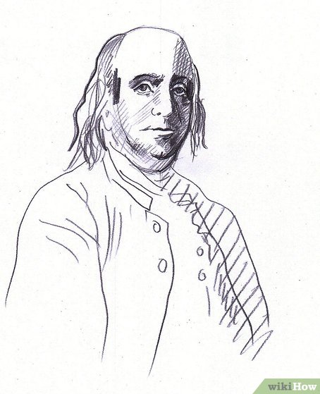 454x559 How To Draw Benjamin Franklin 7 Steps (With Pictures) - Benjamin Franklin Sketch