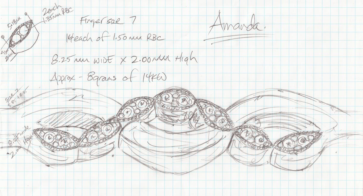 1220x658 Custom Design 14k Criss Cross Ring - Bentley Logo Sketch