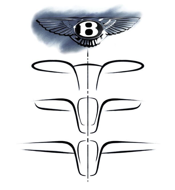614x666 The Design Evolution Of A Bentley Car Auto Design Renders - Bentley Logo Sketch