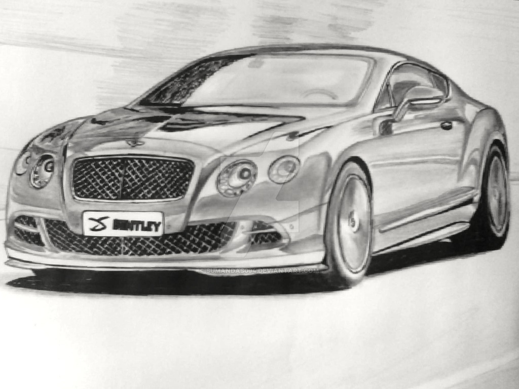 1024x768 Bentley Continental Gt Drawing Sketch By Sumandas094 - Bentley Sketch
