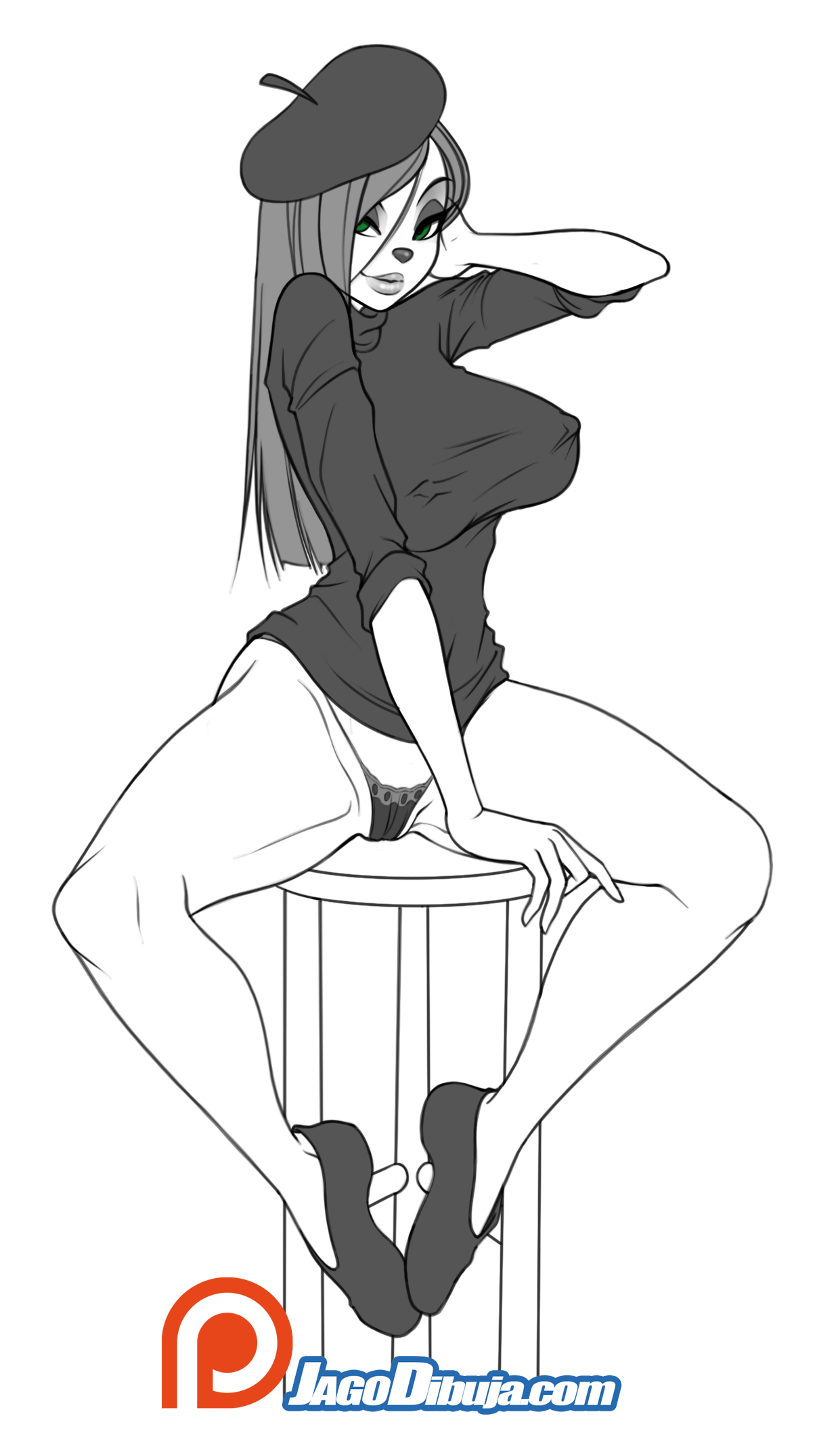 1238x2152 Beret Girl Sketch Jagodibuja - Beret Sketch