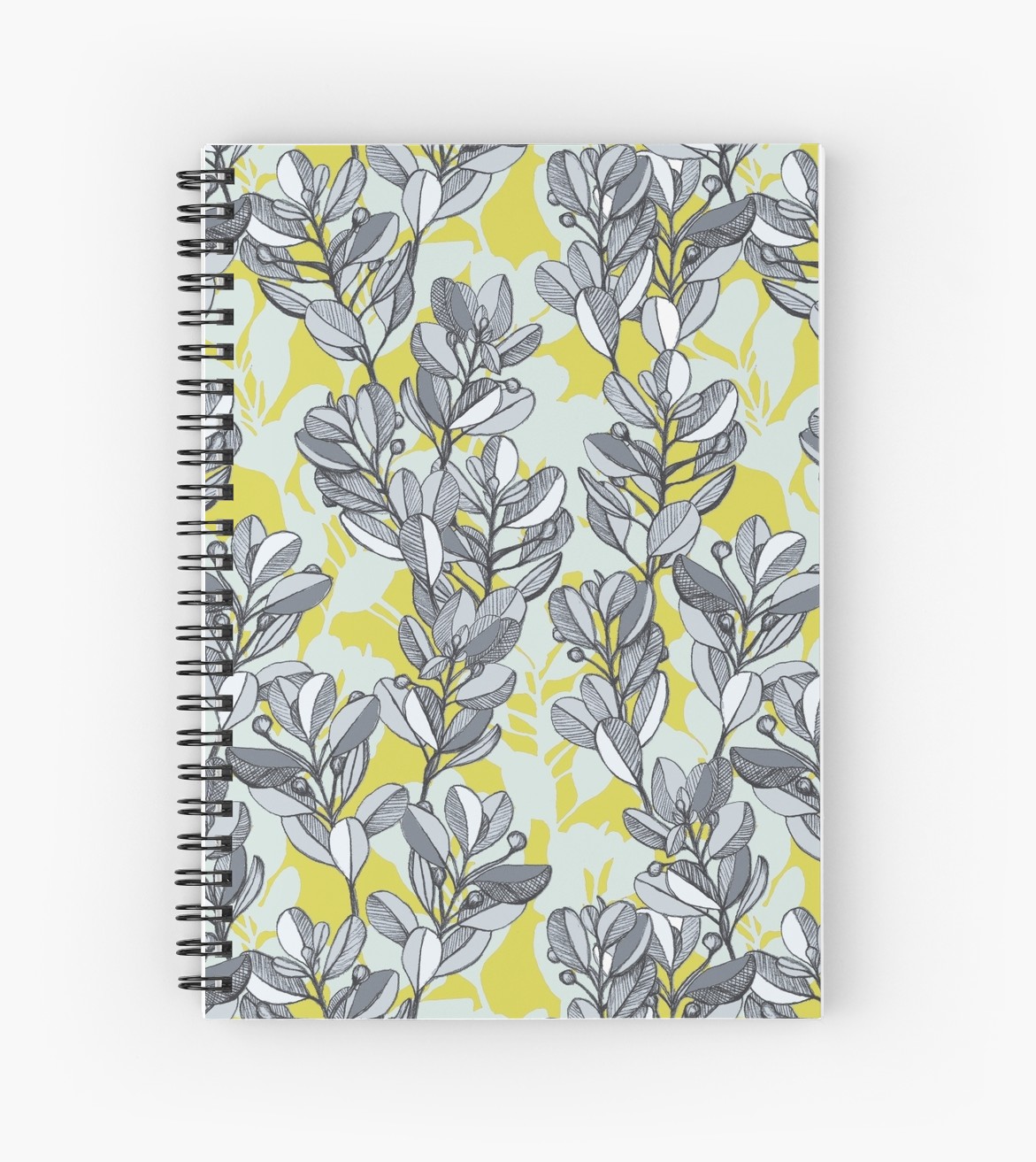 1171x1313 Leaf And Berry Sketch Pattern In Mustard And Ash Spiral Notebooks - Berry Sketch