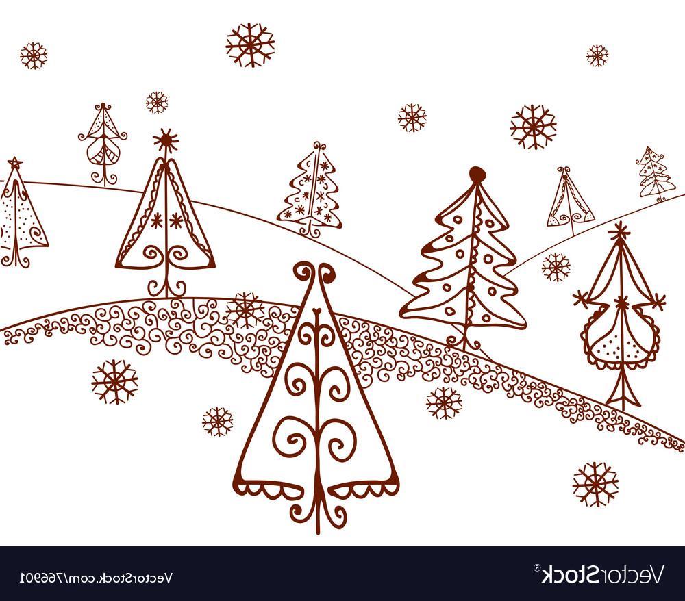 1000x878 Best Hd Christmas Tree Sketches Vector Image - Best Christmas Sketches