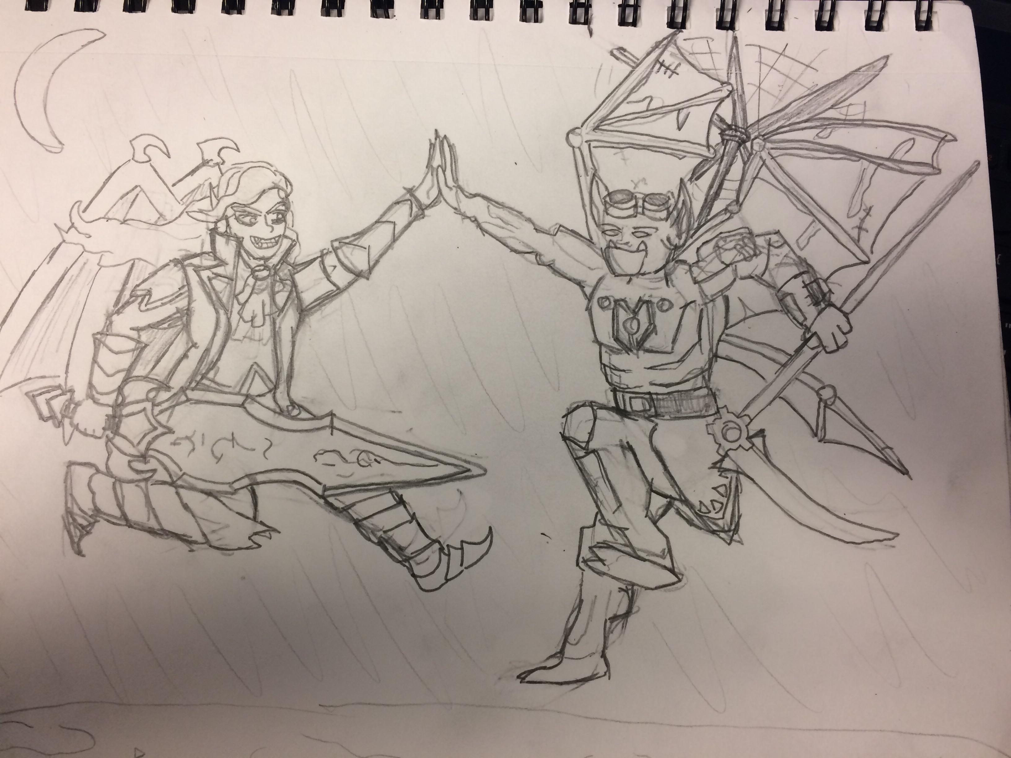 3264x2448 Vampire And Gargoyle Sketch. Best Friends Forever! Battlejack - Best Friends Forever Sketch