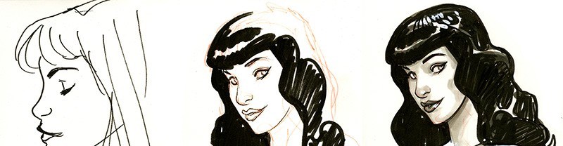 800x208 Original Terry Dodson Bettie - Bettie Page Sketch