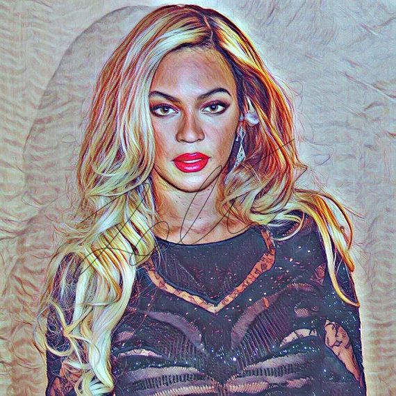 570x570 Beyonce Sketch Drawing Illustration Wall Art Print Portrait Sketch - Beyonce Sketch
