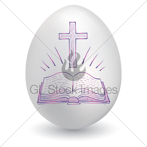 500x500 Cross And Bible On Easter Egg Sketch Gl Stock Images - Bible Sketch
