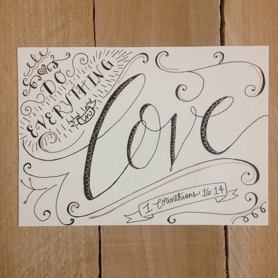 570x570 Bible Verse Print Hand Sketch 1 Corinthians 1614 Do Etsy - Bible Sketch