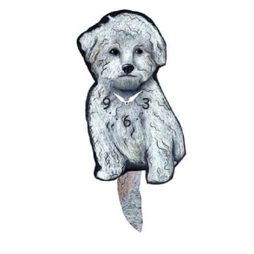 500x500 Bichon Frise Dog Wagging Pendulum Clock - Bichon Frise Sketch