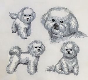 300x272 Bichon Frise Machine Embroidered Quilt Block - Bichon Frise Sketch