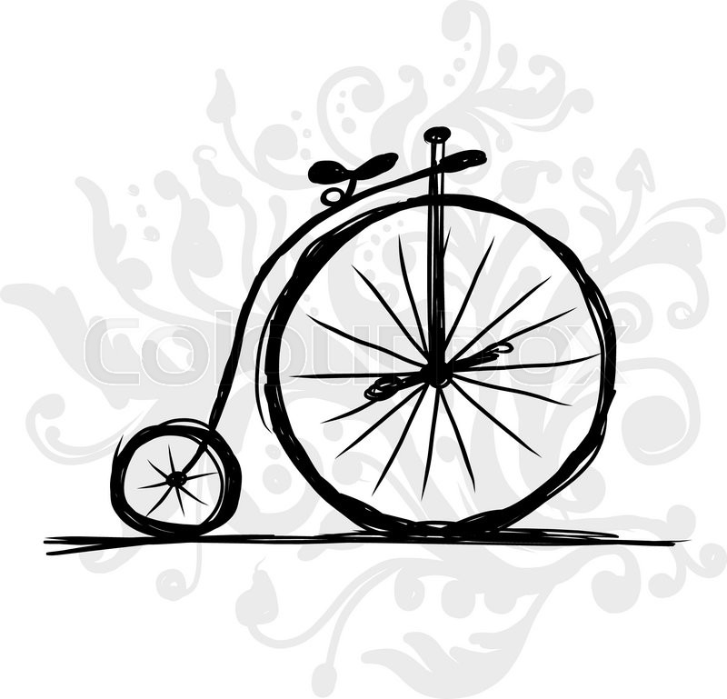 800x769 Bicycle Retro, Sketch For Your Design. Vector Illustration Stock - Bicycle Wheel Sketch