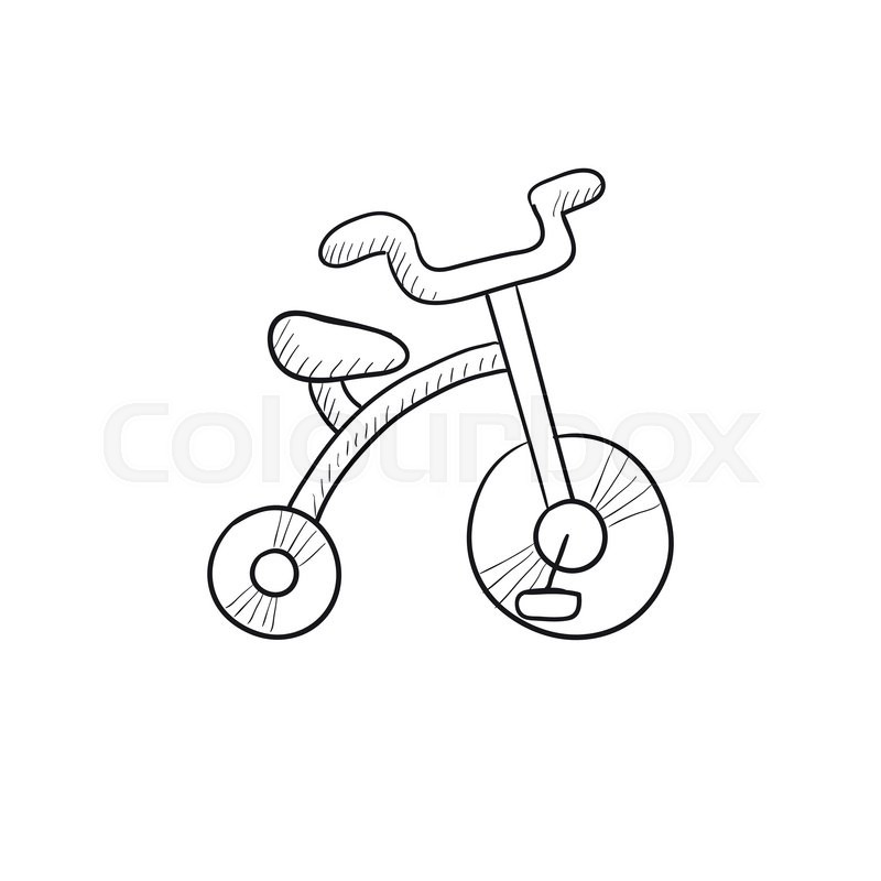 800x800 Child Bike Vector Sketch Icon Isolated On Background. Hand Drawn - Bicycle Wheel Sketch