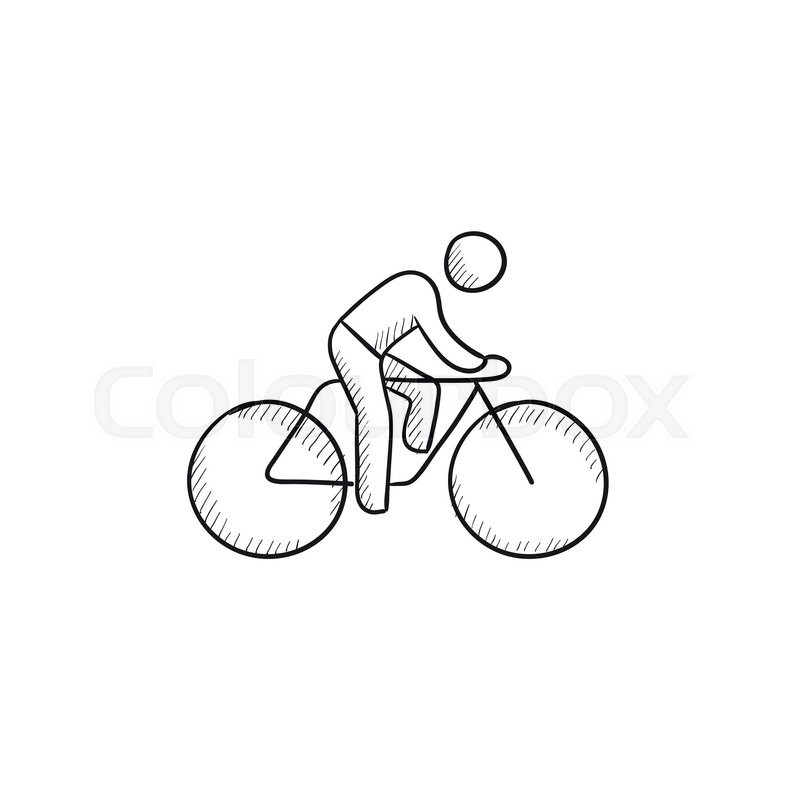 800x800 Man Riding Bike Vector Sketch Icon Isolated On Background. Hand - Bicycle Wheel Sketch