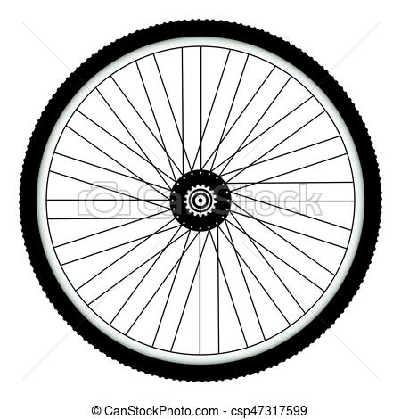 450x470 Rear Bicycle Wheel With Spiked Bicycle Tire Vector Bike Rubber - Bicycle Wheel Sketch