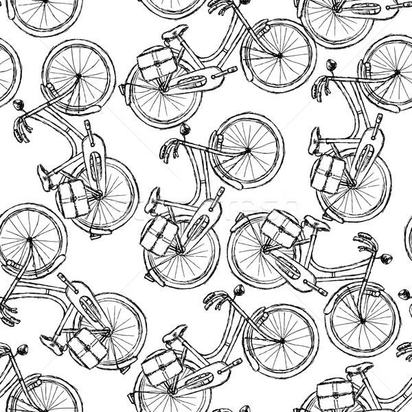 600x600 Sketch Bicycle, Vector Vintage Seamless Pattern Vector - Bicycle Wheel Sketch