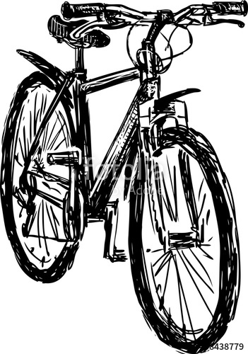 351x500 Sketch Of A Bicycle In Perspective Stock Image And Royalty Free - Bicycle Wheel Sketch
