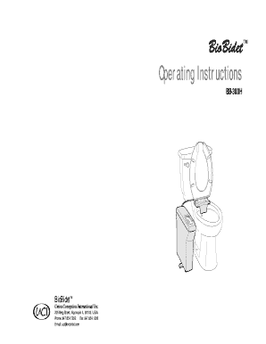 298x386 Fillable Online Operating Instructions - Bidet Sketch