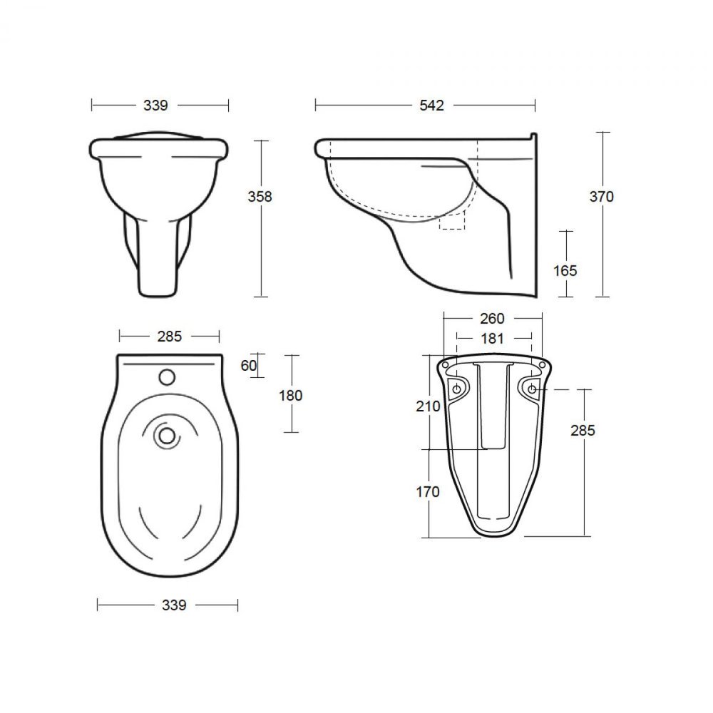 1000x1000 Imperial Bergier Wall Hung Bidet Waterloo Bathrooms - Bidet Sketch